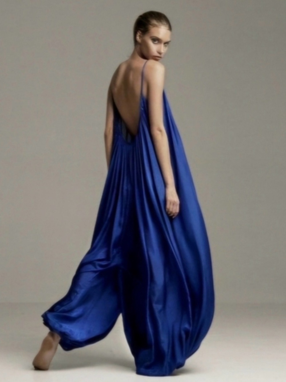 Cobalt Blue Silk Jumpsuit by KALITA. Size L